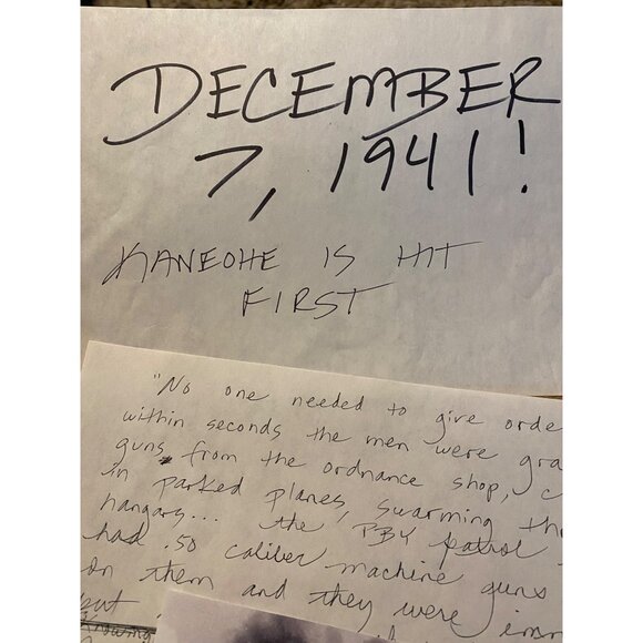 Vintage Pearl Harbor Attack Photos & Handwritten Notes December 7 1941 Historica - Picture 2 of 9
